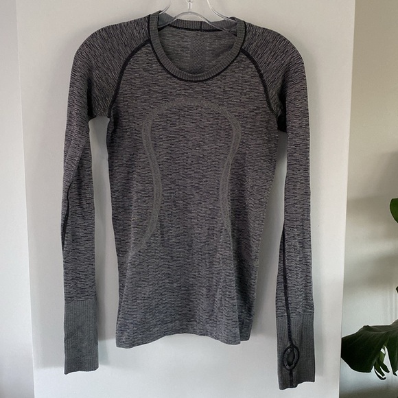 LULULEMON swiftly tech long sleeve crew black white grey long sleeve 4 - Picture 2 of 4
